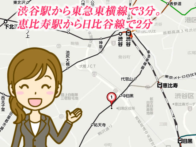 渋谷駅から東急東横線で3分。恵比寿駅から日比谷線で2分の中目黒のハーバリウム教室